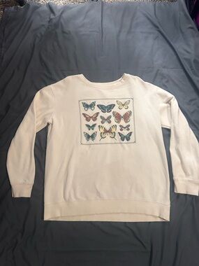 EARTHBOUND Cream Sweatshirt with Multicolor Butterfly Print